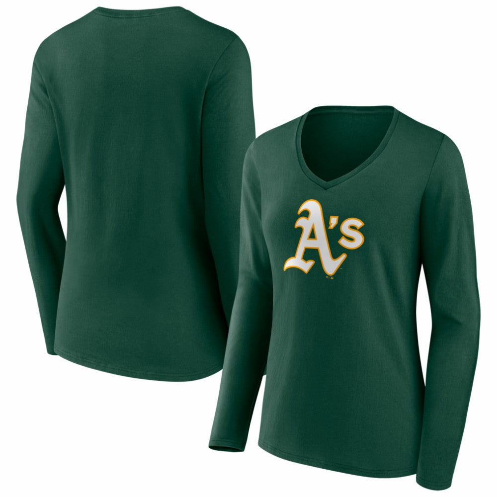Athletics Women's Logo Long Sleeve V-Neck T-Shirt Green