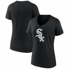 Chicago White Sox Women's Logo V-Neck T-Shirt Black