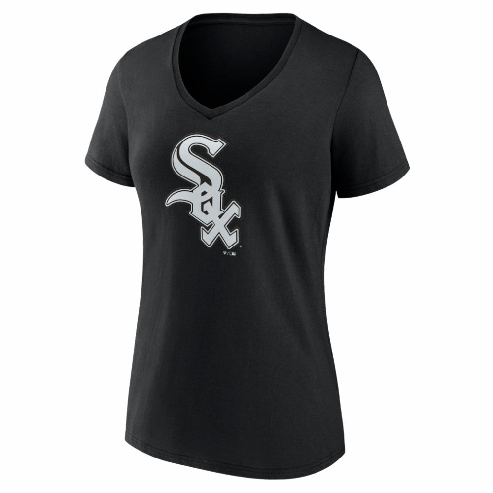 Chicago White Sox Women's Logo V-Neck T-Shirt Black