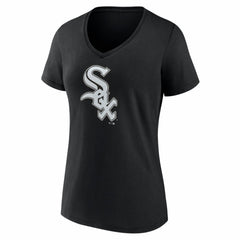 Chicago White Sox Women's Logo V-Neck T-Shirt Black
