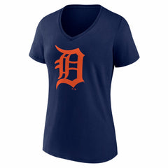 Detroit Tigers Women's Logo V-Neck T-Shirt Navy