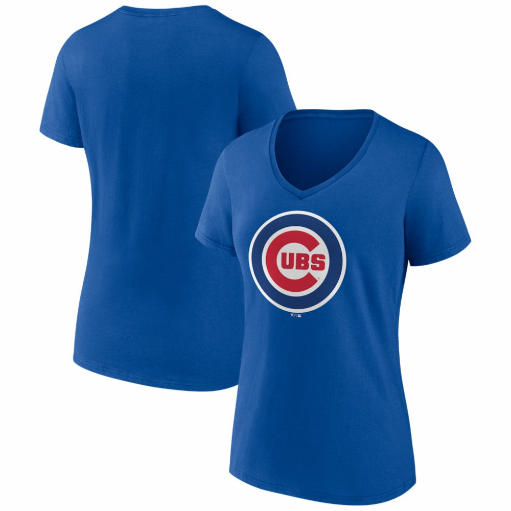 Chicago Cubs Women's Logo V-Neck T-Shirt Royal
