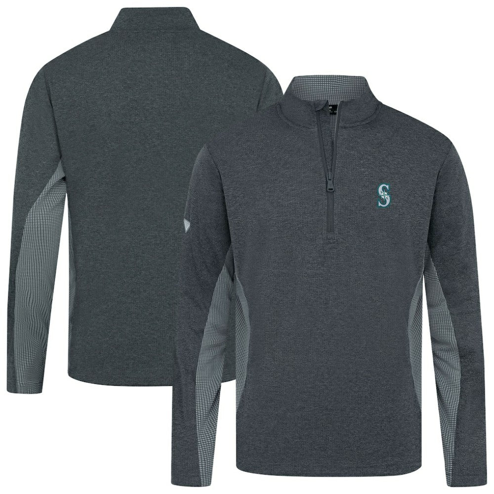 Seattle Mariners Levelwear Waffle Insignia 2.0 Quarter-Zip Pullover Heather Black