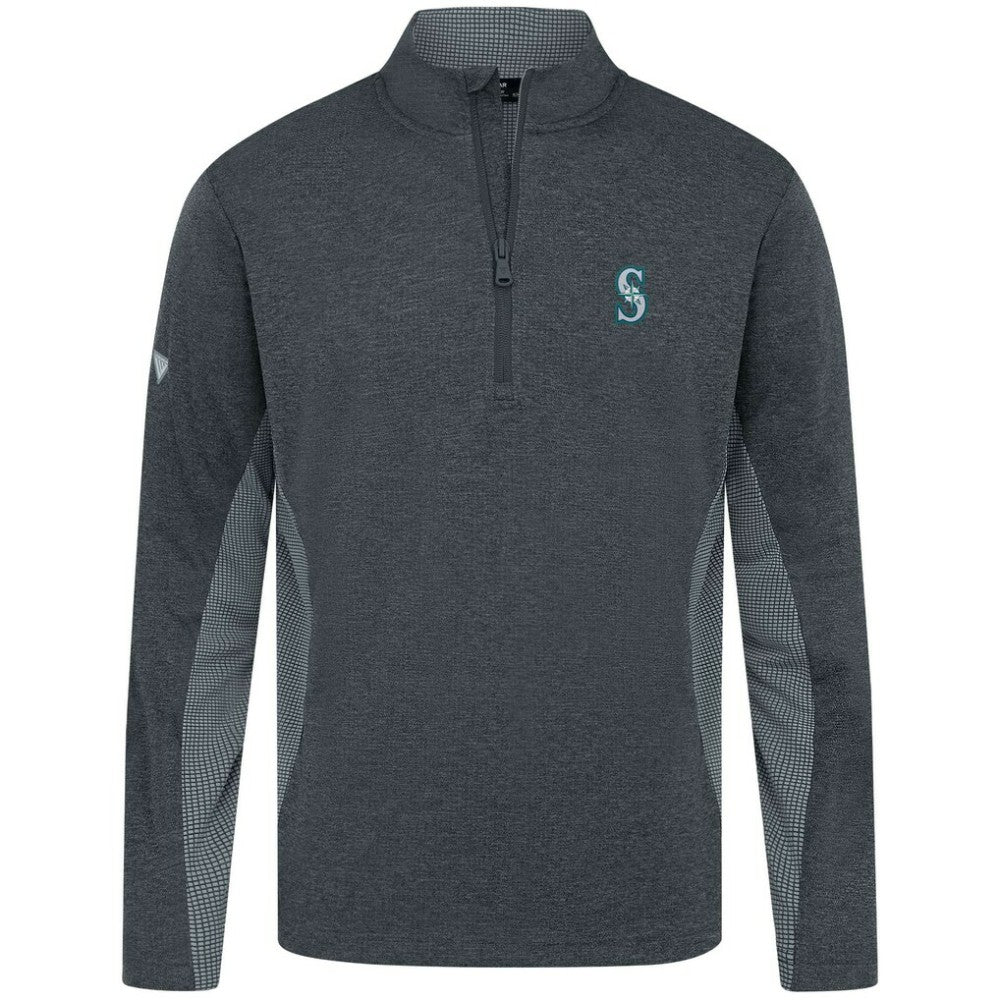 Seattle Mariners Levelwear Waffle Insignia 2.0 Quarter-Zip Pullover Heather Black