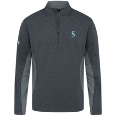 Seattle Mariners Levelwear Waffle Insignia 2.0 Quarter-Zip Pullover Heather Black