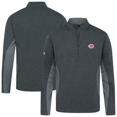 Cincinnati Reds Levelwear Waffle Insignia 2.0 Quarter-Zip Pullover Heather Black