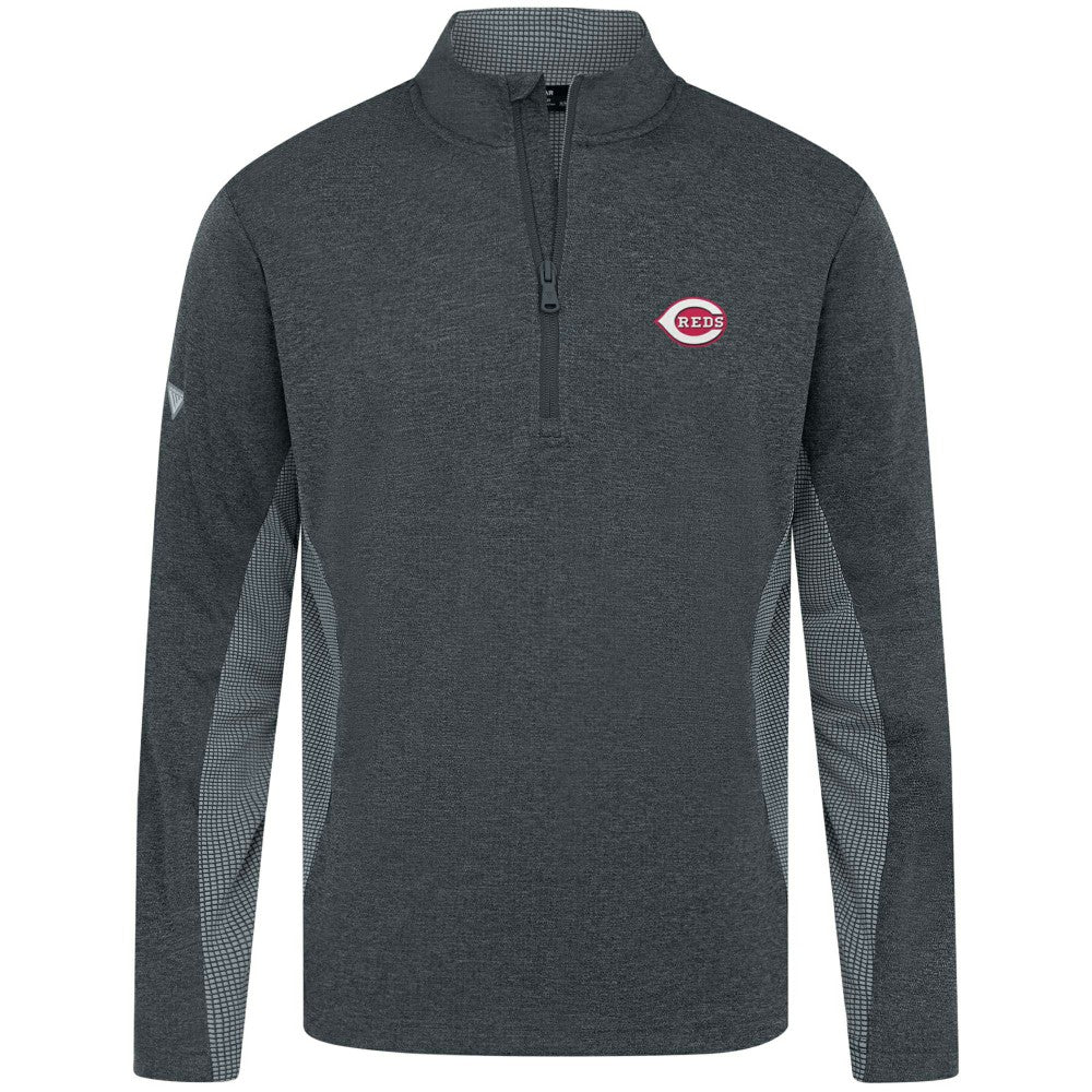Cincinnati Reds Levelwear Waffle Insignia 2.0 Quarter-Zip Pullover Heather Black