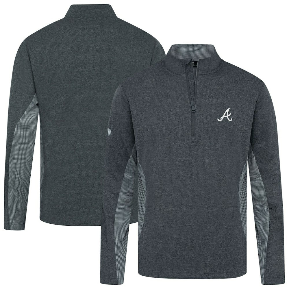 Atlanta Braves Levelwear Waffle Insignia 2.0 Quarter-Zip Pullover Heather Black