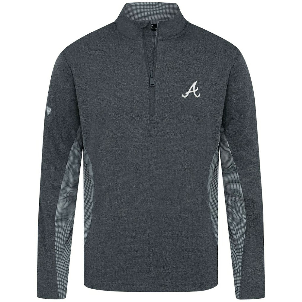 Atlanta Braves Levelwear Waffle Insignia 2.0 Quarter-Zip Pullover Heather Black