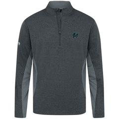 Miami Marlins Levelwear Waffle Insignia 2.0 Quarter-Zip Pullover Heather Black