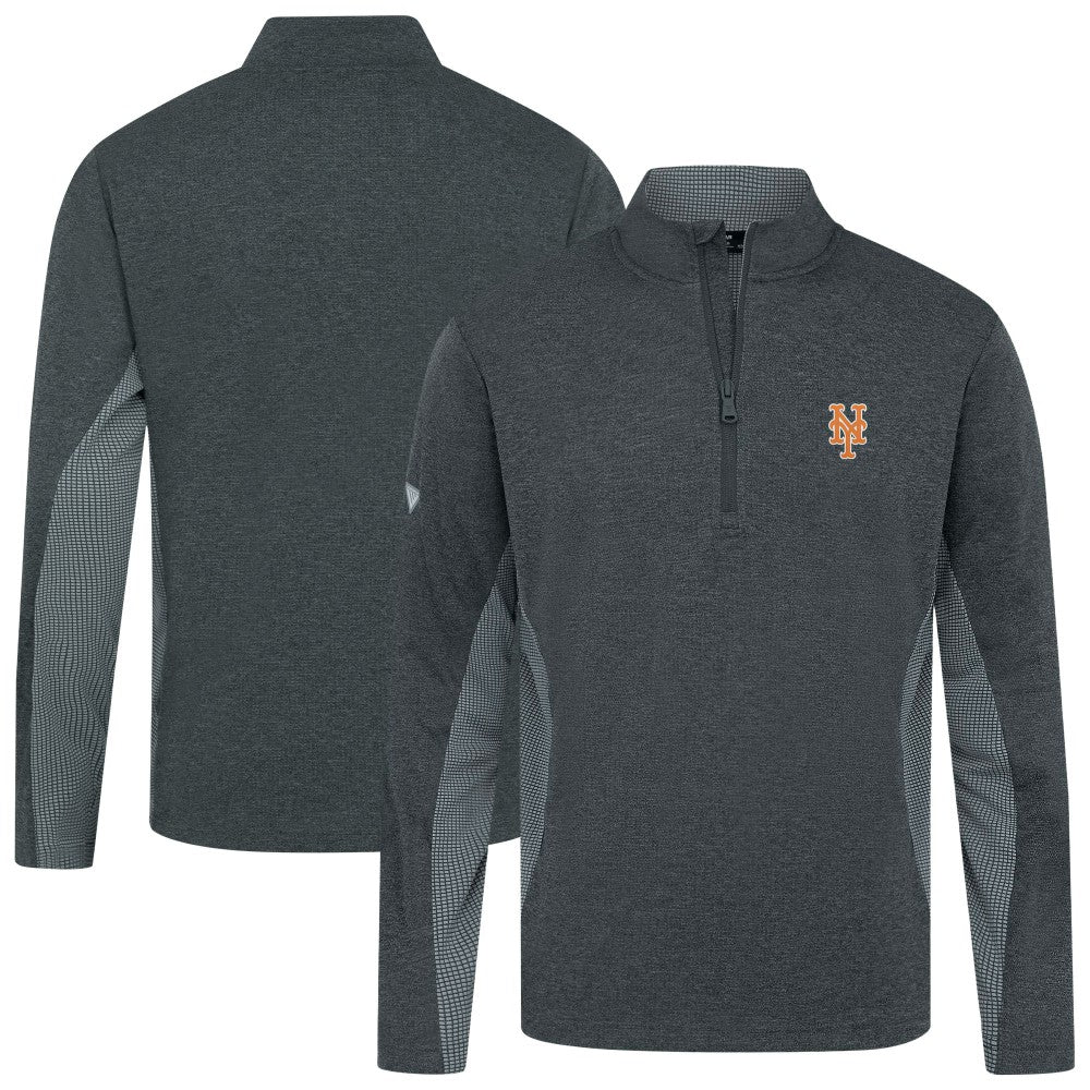 New York Mets Levelwear Waffle Insignia 2.0 Quarter-Zip Pullover Heather Black