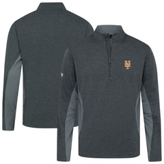 New York Mets Levelwear Waffle Insignia 2.0 Quarter-Zip Pullover Heather Black