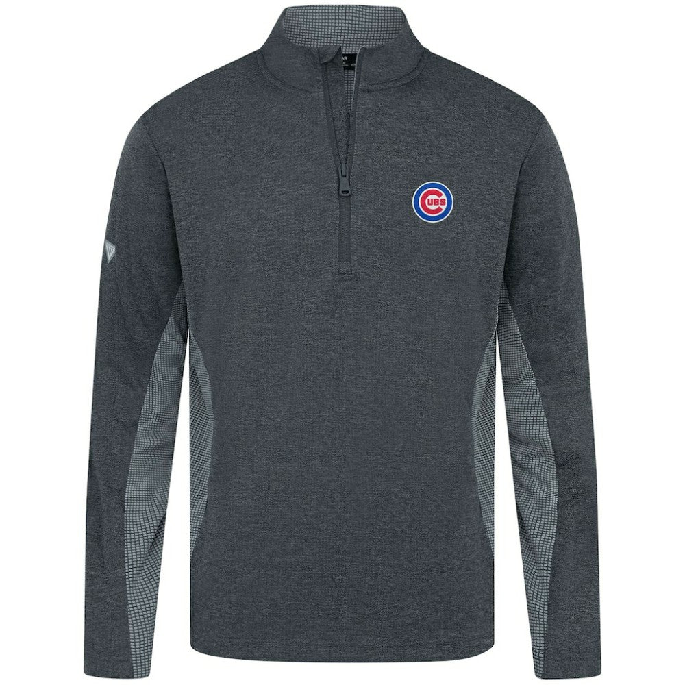 Chicago Cubs Levelwear Waffle Insignia 2.0 Quarter-Zip Pullover Heather Black