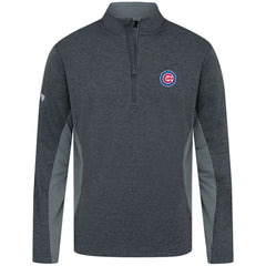 Chicago Cubs Levelwear Waffle Insignia 2.0 Quarter-Zip Pullover Heather Black