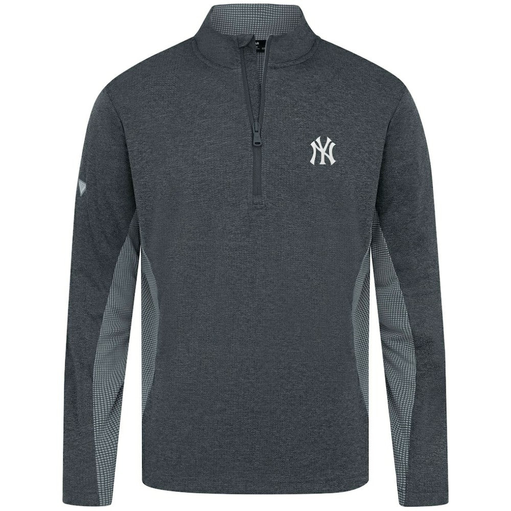 New York Yankees Levelwear Waffle Insignia 2.0 Quarter-Zip Pullover Heather Black