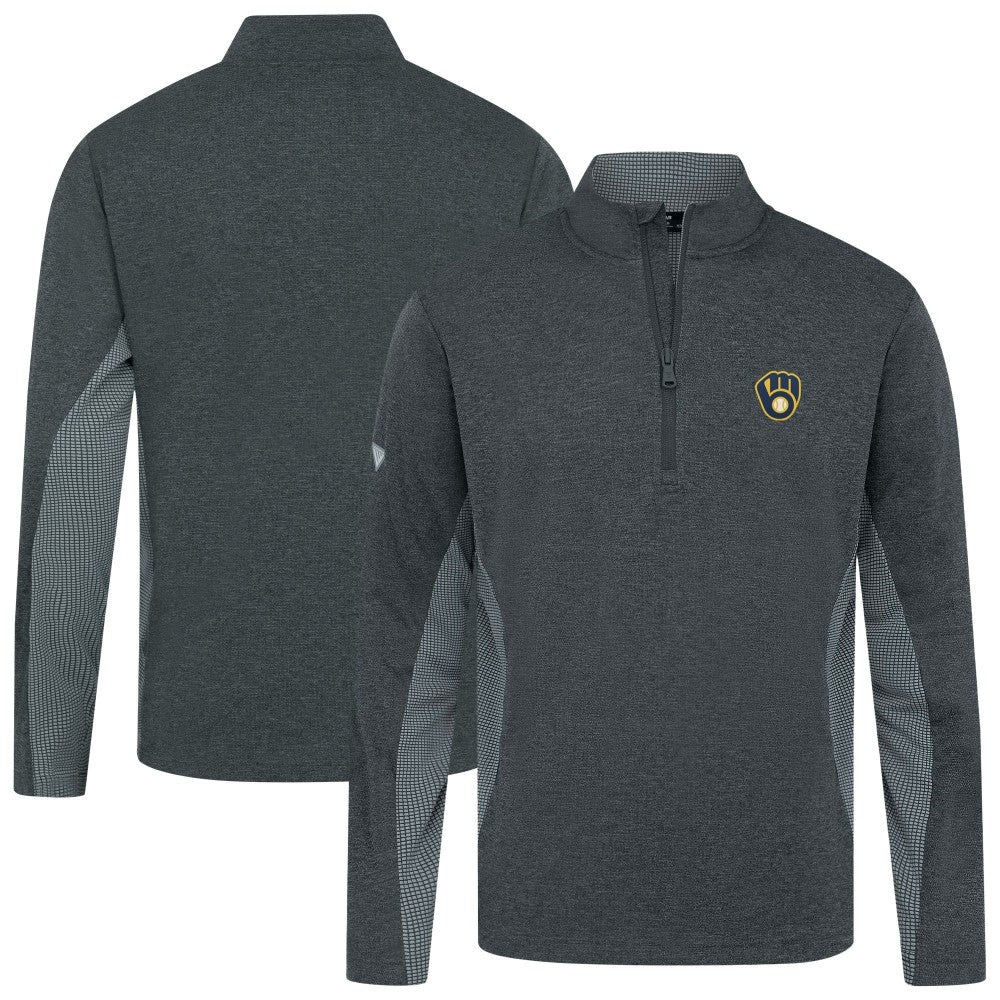 Milwaukee Brewers Levelwear Waffle Insignia 2.0 Quarter-Zip Pullover Heather Black