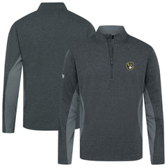 Milwaukee Brewers Levelwear Waffle Insignia 2.0 Quarter-Zip Pullover Heather Black