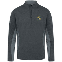 Milwaukee Brewers Levelwear Waffle Insignia 2.0 Quarter-Zip Pullover Heather Black