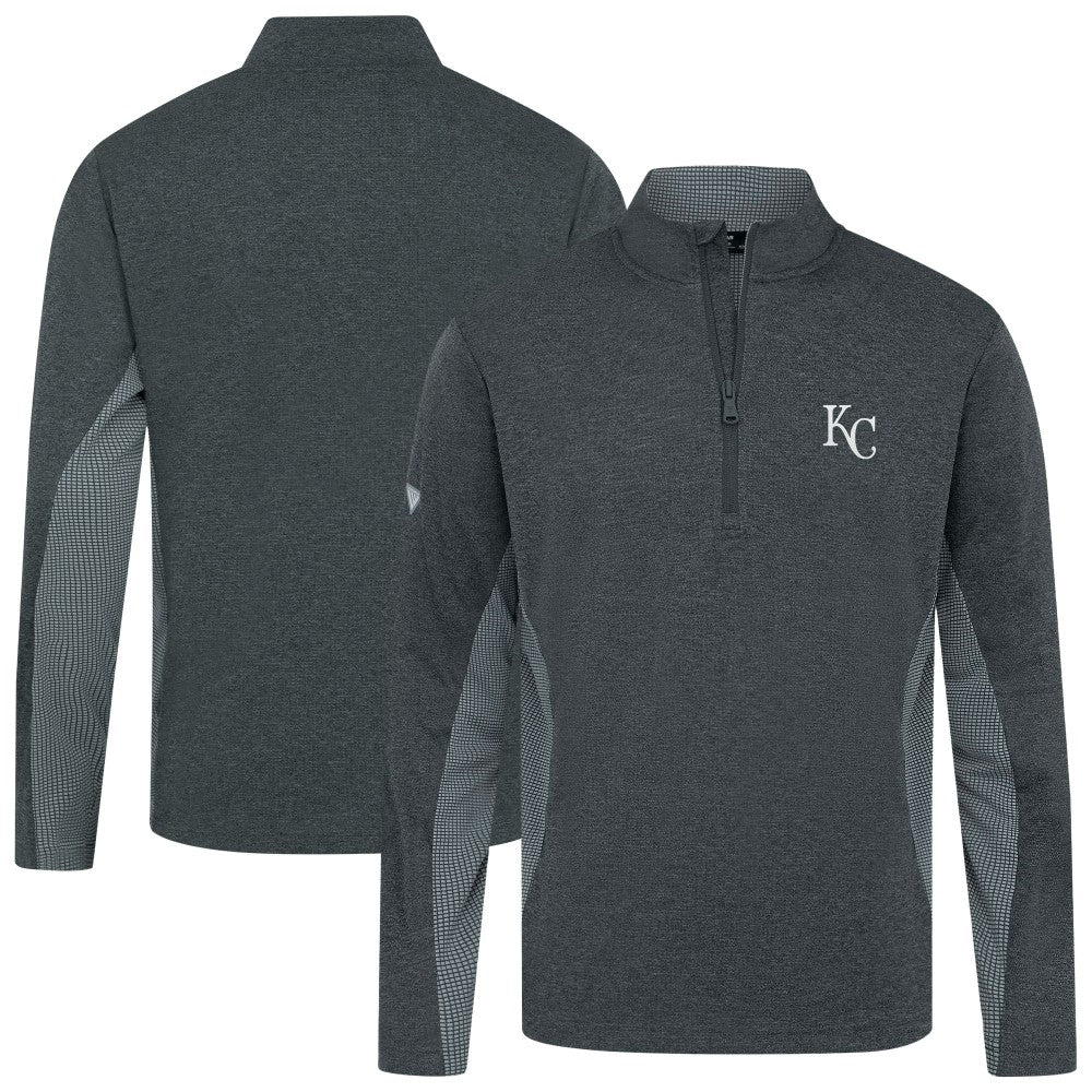 Kansas City Royals Levelwear Waffle Insignia 2.0 Quarter-Zip Pullover Heather Black