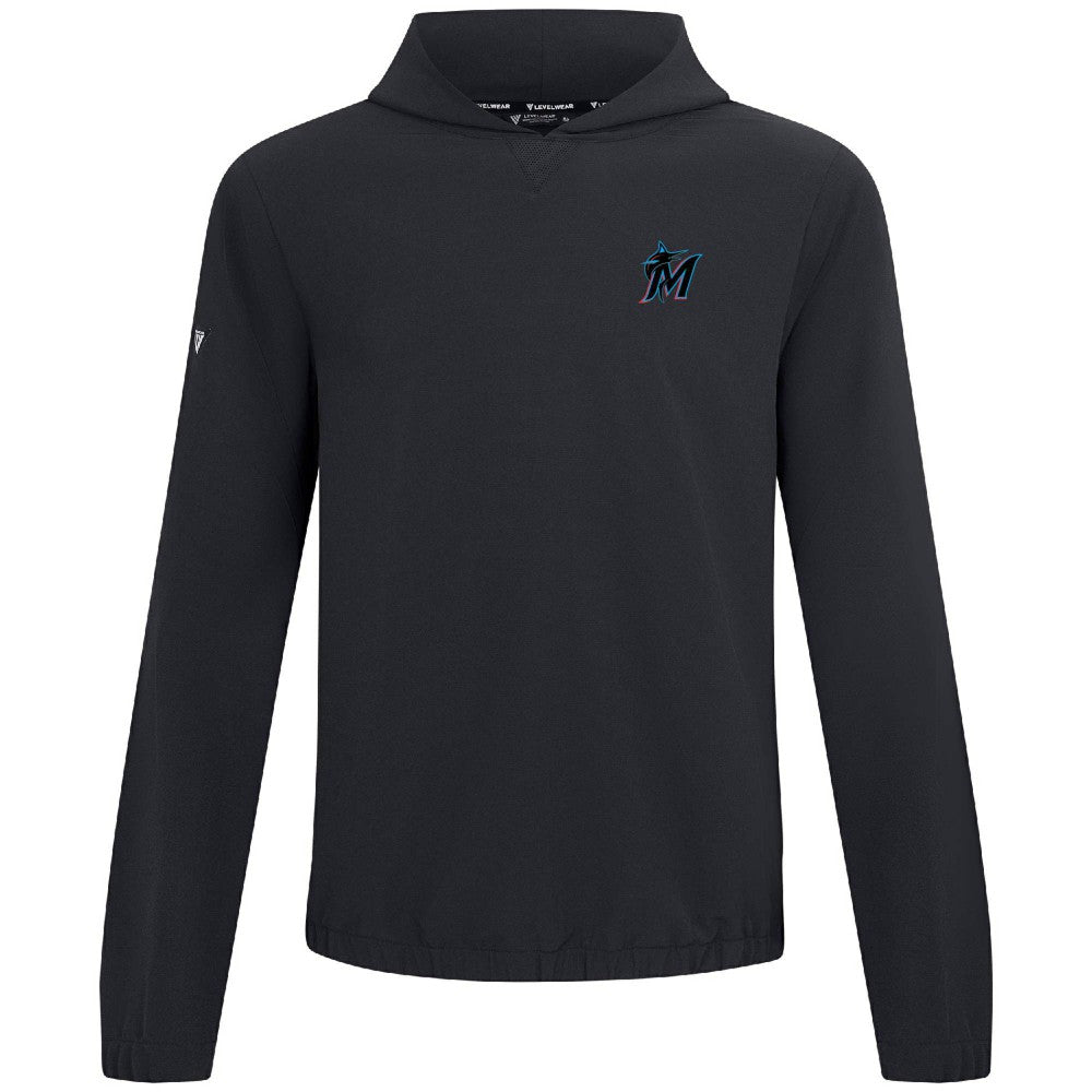 Miami Marlins Levelwear Action Insignia 2.0 Pullover Hoodie Black