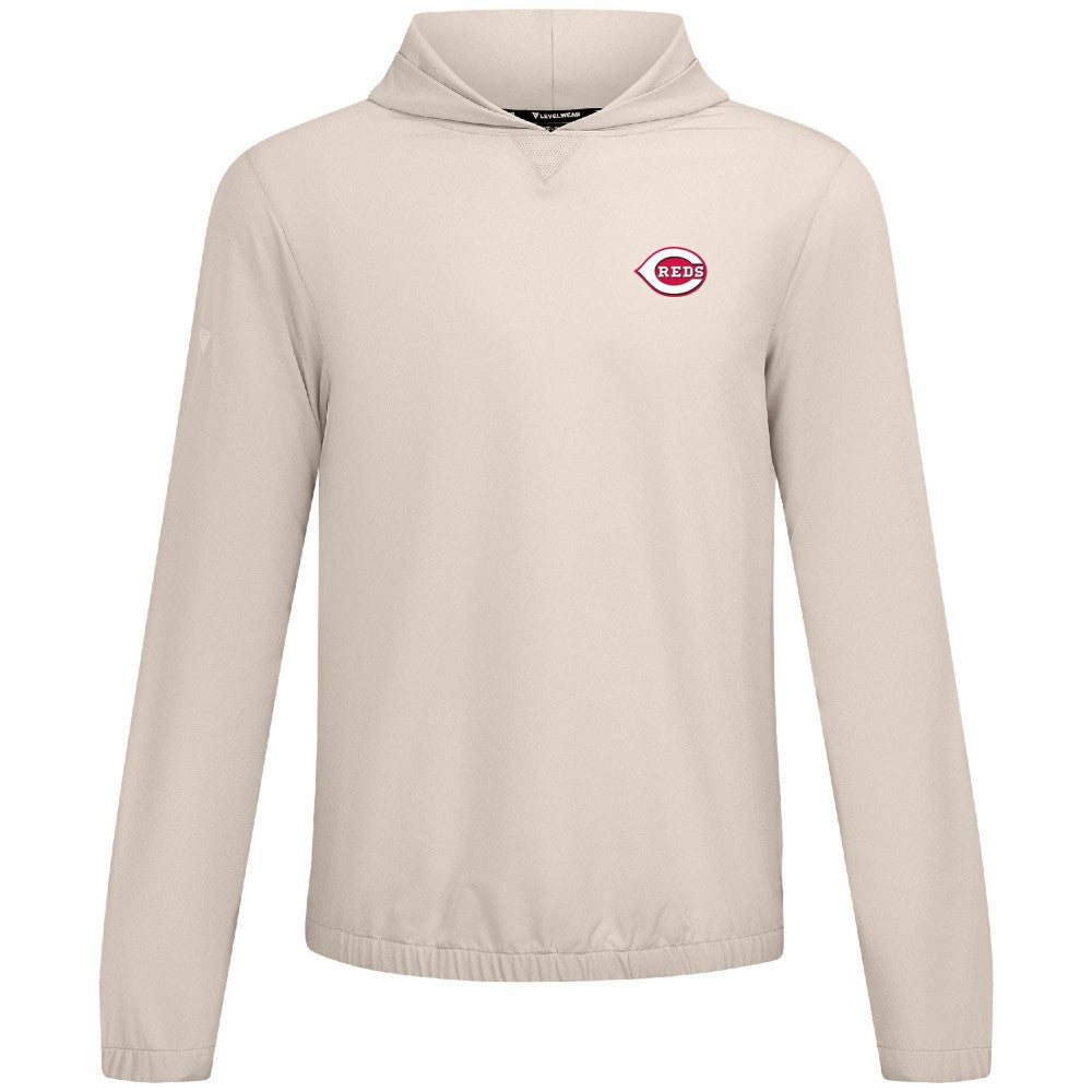 Cincinnati Reds Levelwear Action Insignia 2.0 Pullover Hoodie Khaki