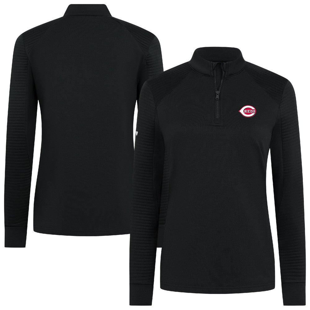 Cincinnati Reds Levelwear Women's Power Insignia 2.0 Quarter-Zip Pullover Top Black