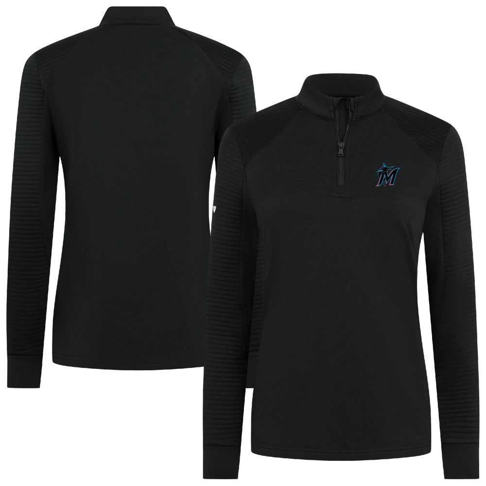 Miami Marlins Levelwear Women's Power Insignia 2.0 Quarter-Zip Pullover Top Black