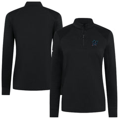 Miami Marlins Levelwear Women's Power Insignia 2.0 Quarter-Zip Pullover Top Black