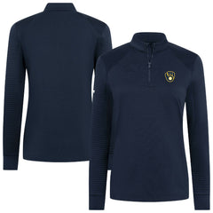 Milwaukee Brewers Levelwear Women's Power Insignia 2.0 Quarter-Zip Pullover Top Navy