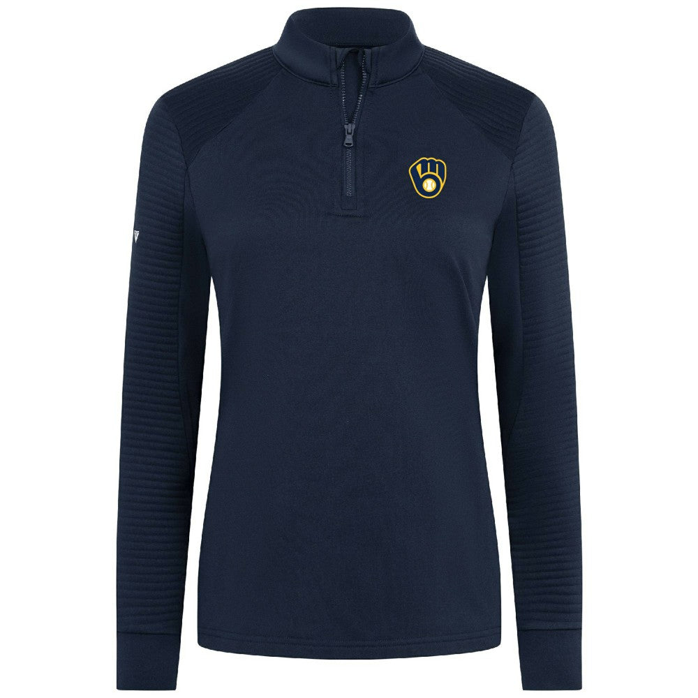 Milwaukee Brewers Levelwear Women's Power Insignia 2.0 Quarter-Zip Pullover Top Navy