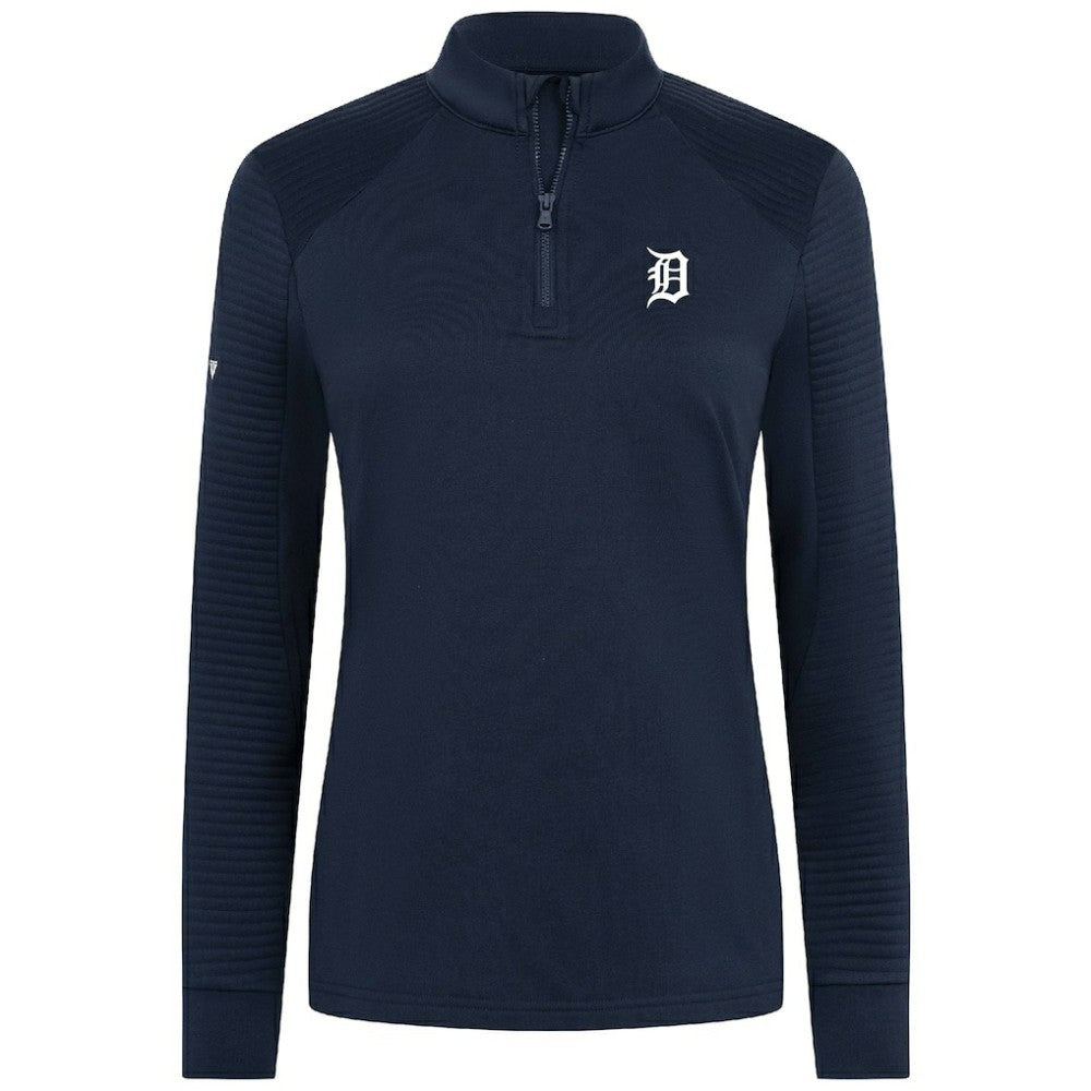 Detroit Tigers Levelwear Women's Power Insignia 2.0 Quarter-Zip Pullover Top Navy
