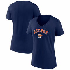 Houston Astros Women's Logo V-Neck T-Shirt Navy