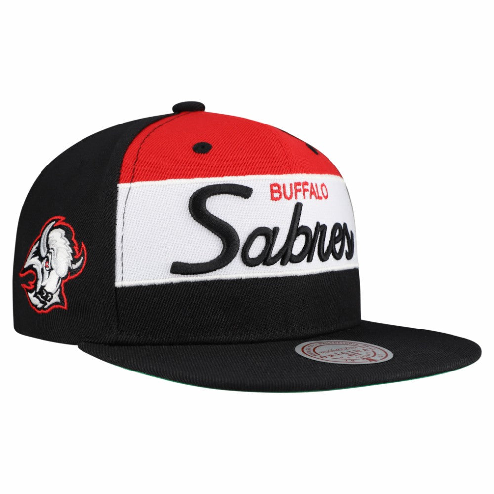 Buffalo Sabres Mitchell & Ness Retro Script Colorblock Snapback Hat Black