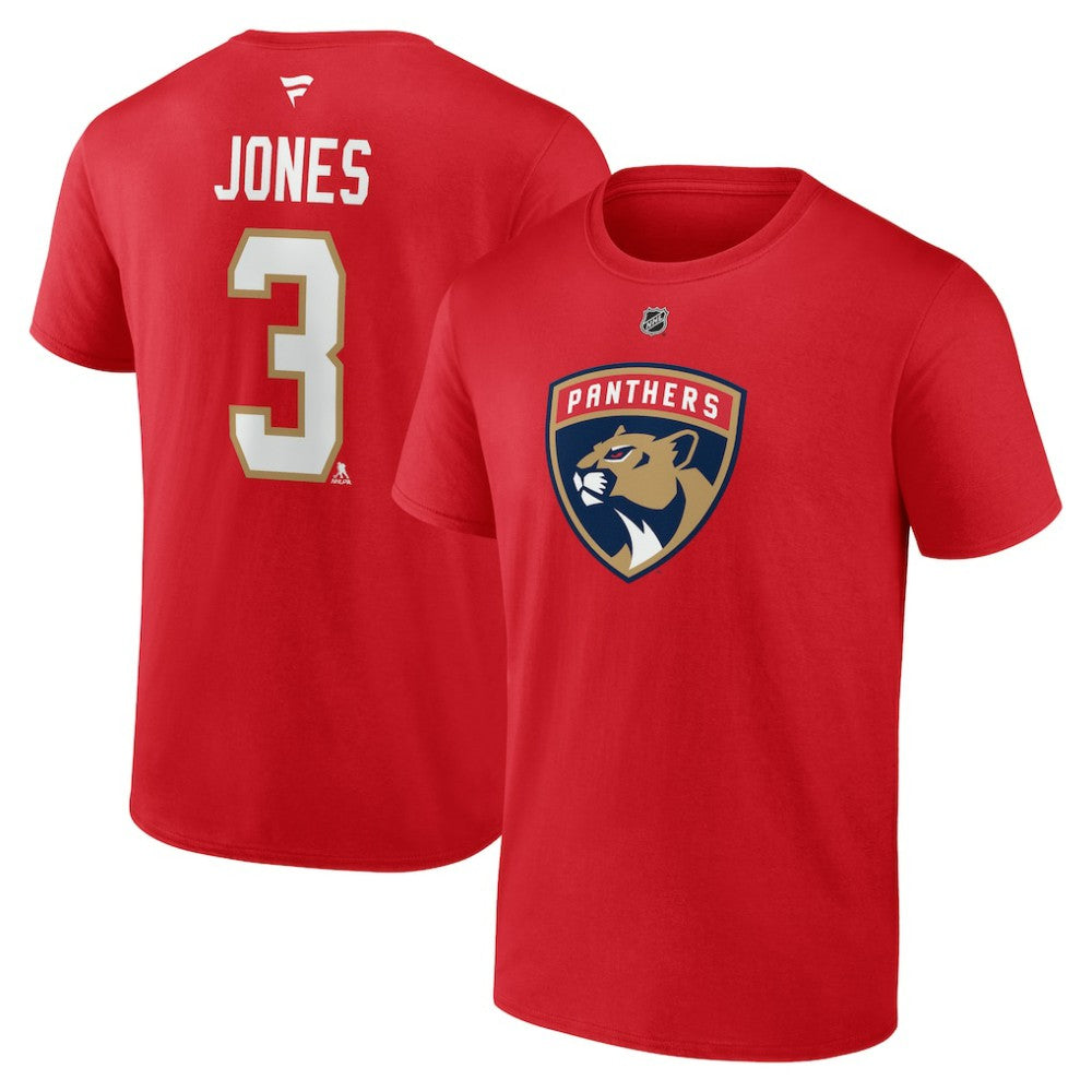 Seth Jones Florida Panthers Fanatics Authentic Stack Name & Number T-Shirt Red