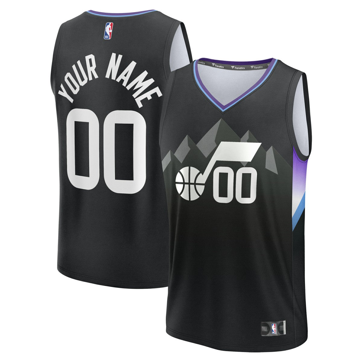 Utah Jazz Youth Fast Break Custom Replica Jersey - Black - Statement Edition