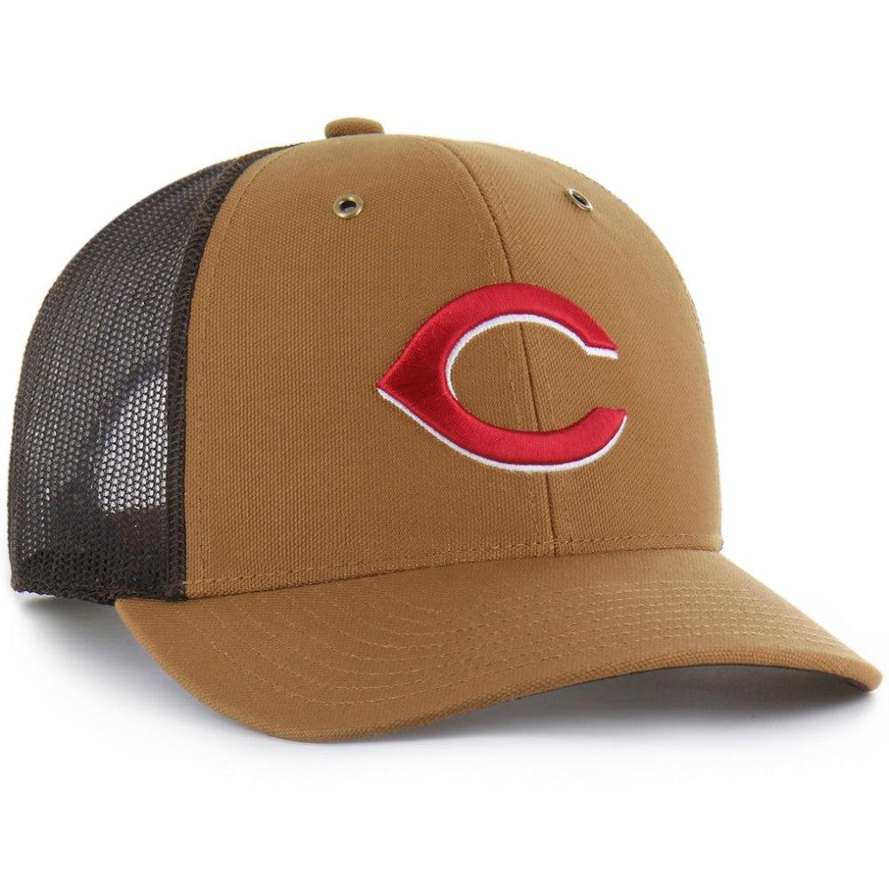 Cincinnati Reds Carhartt x Trucker Adjustable Hat Brown | 47 brand