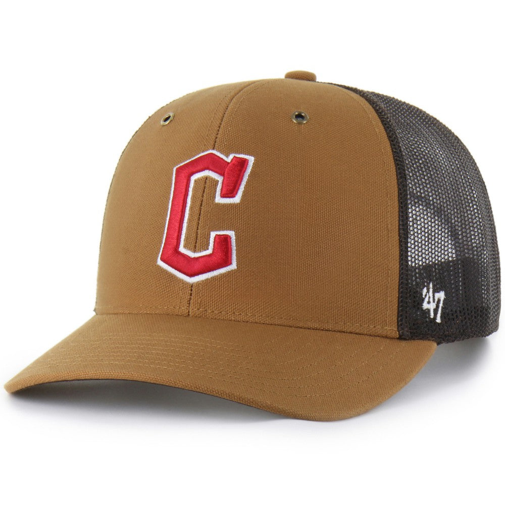 Cleveland Guardians Carhartt x Trucker Adjustable Hat Brown | 47 brand