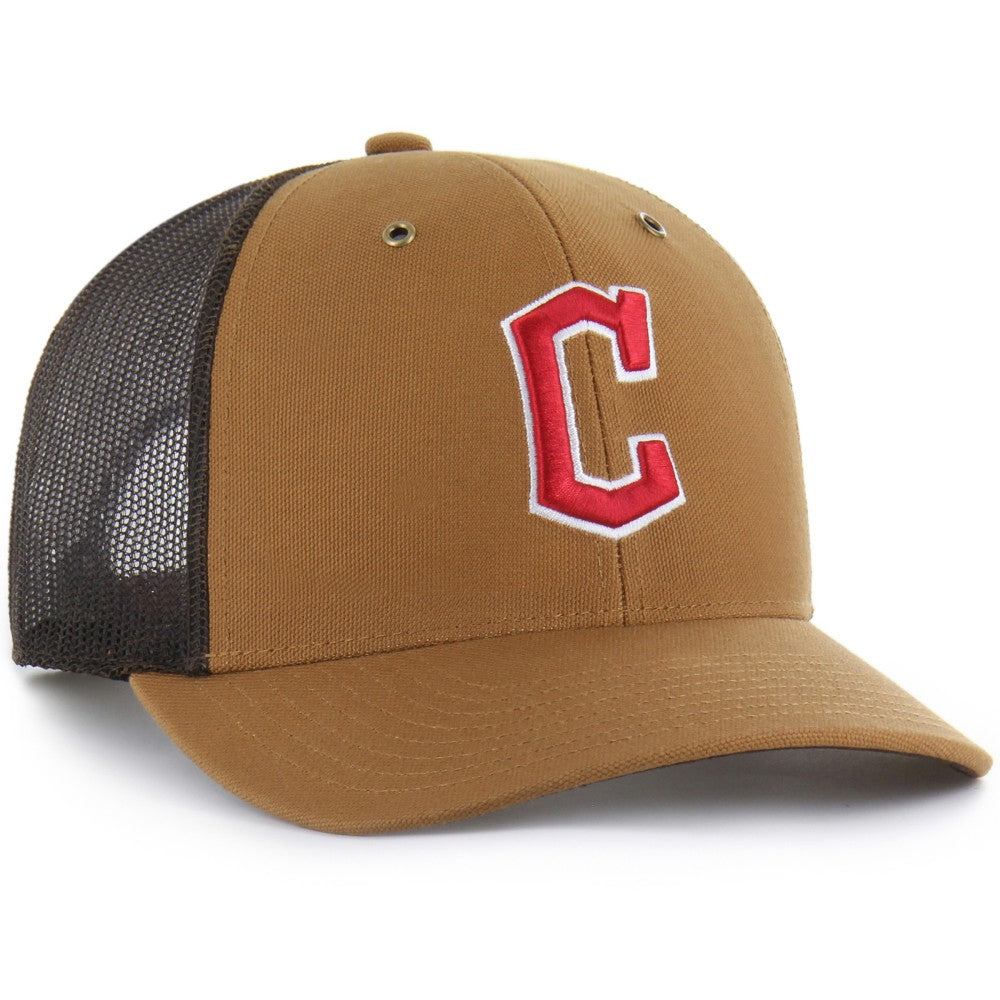 Cleveland Guardians Carhartt x Trucker Adjustable Hat Brown | 47 brand