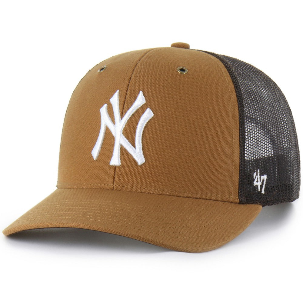 New York Yankees Carhartt x Trucker Adjustable Hat Brown | 47 brand
