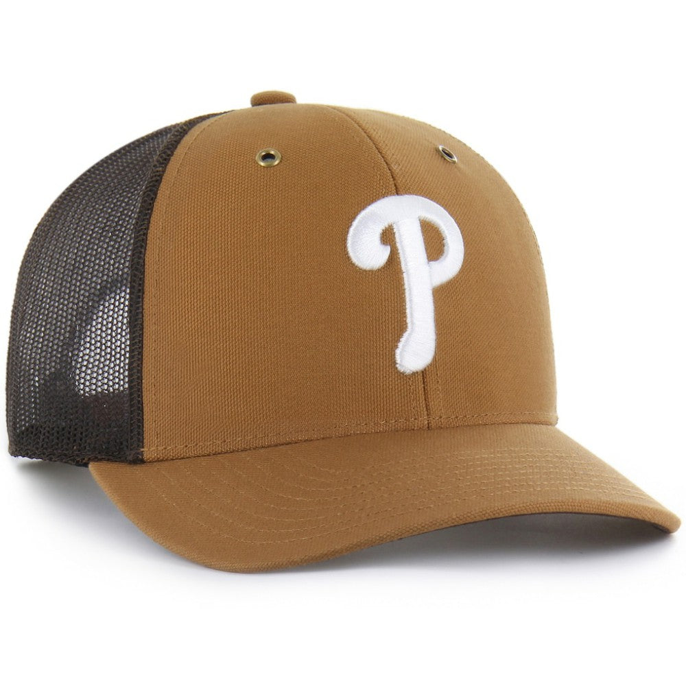 Philadelphia Phillies Carhartt x Trucker Adjustable Hat Brown | 47 brand