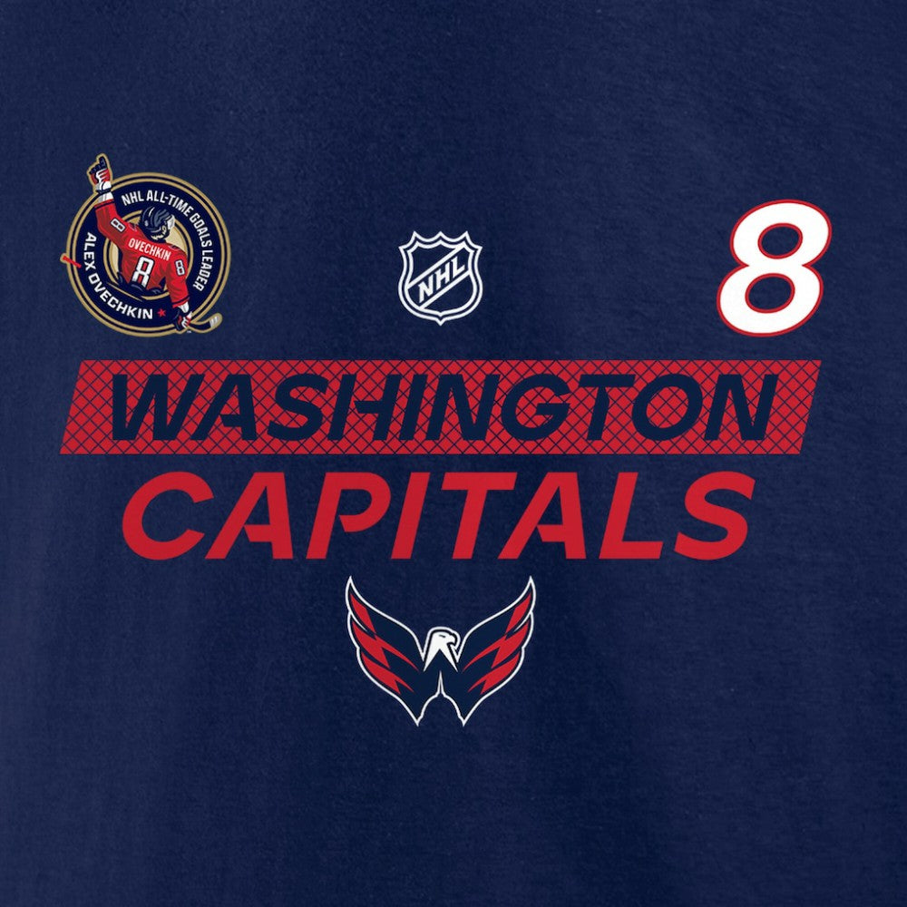 Alexander Ovechkin Washington Capitals Fanatics Most Goals in NHL History T-Shirt Navy