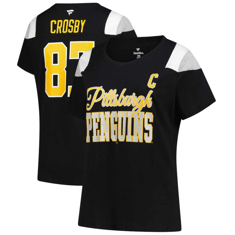 Sidney Crosby Pittsburgh Penguins Fanatics Women's Plus Size Name & Number Scoop Neck T-Shirt Black