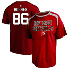 Jack Hughes New Jersey Devils Fanatics Women's Plus Size Name & Number Scoop Neck T-Shirt Red