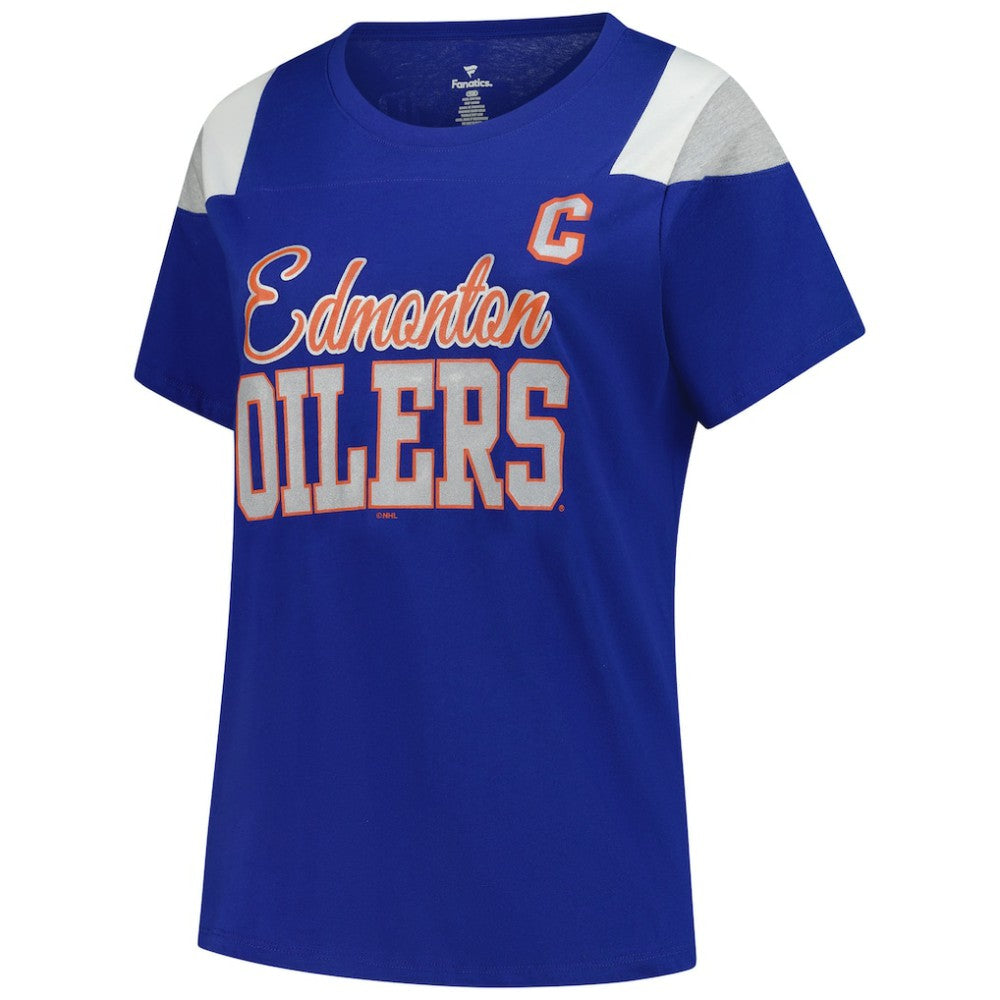 Connor McDavid Edmonton Oilers Fanatics Women's Plus Size Name & Number Scoop Neck T-Shirt Royal