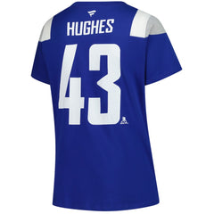 Quinn Hughes Vancouver Canucks Fanatics Women's Plus Size Name & Number Scoop Neck T-Shirt Royal
