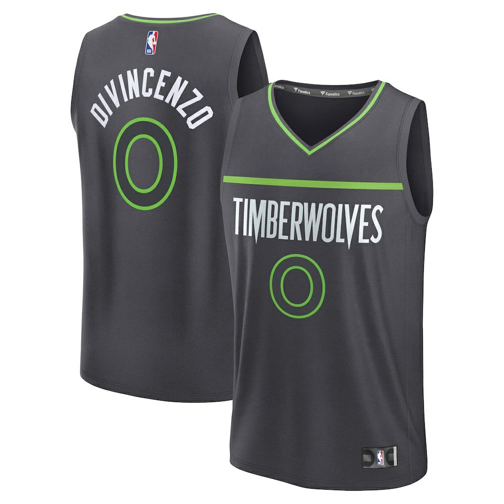 Donte DiVincenzo Minnesota Timberwolves Fast Break Replica Player Jersey - Statement Edition - Charcoal