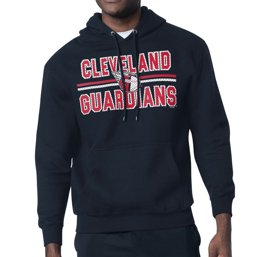 Cleveland Guardians Starter Team Mesh Print Graphic Pullover Hoodie Navy