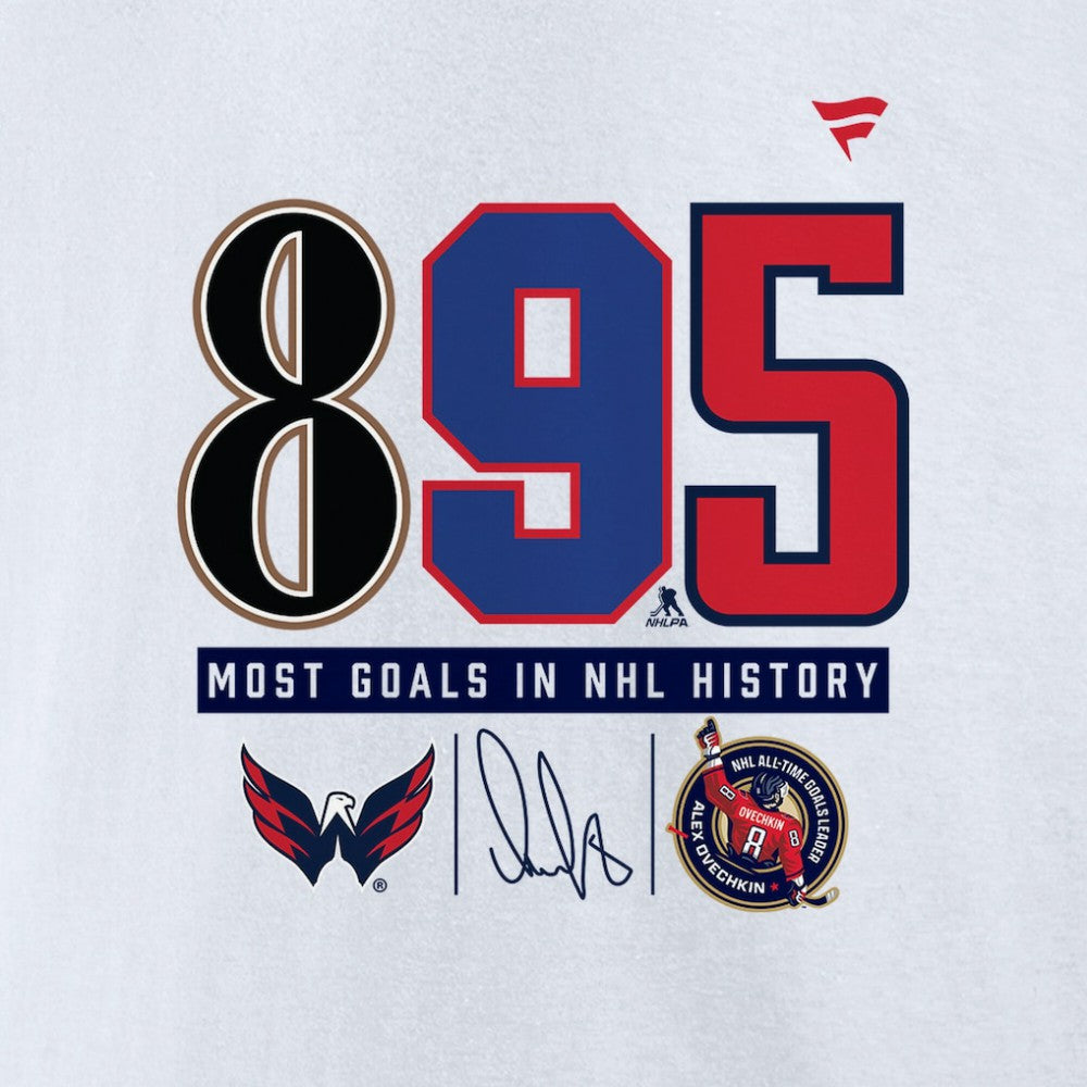 Alexander Ovechkin Washington Capitals NHL All-Time Leading Goal Scorer 895 T-Shirt White