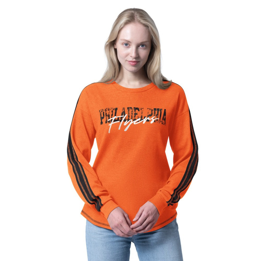 Philadelphia Flyers G-III 4Her by Carl Banks Women's Advantage Thermal Long-Sleeve Tri-Blend T-Shirt Orange