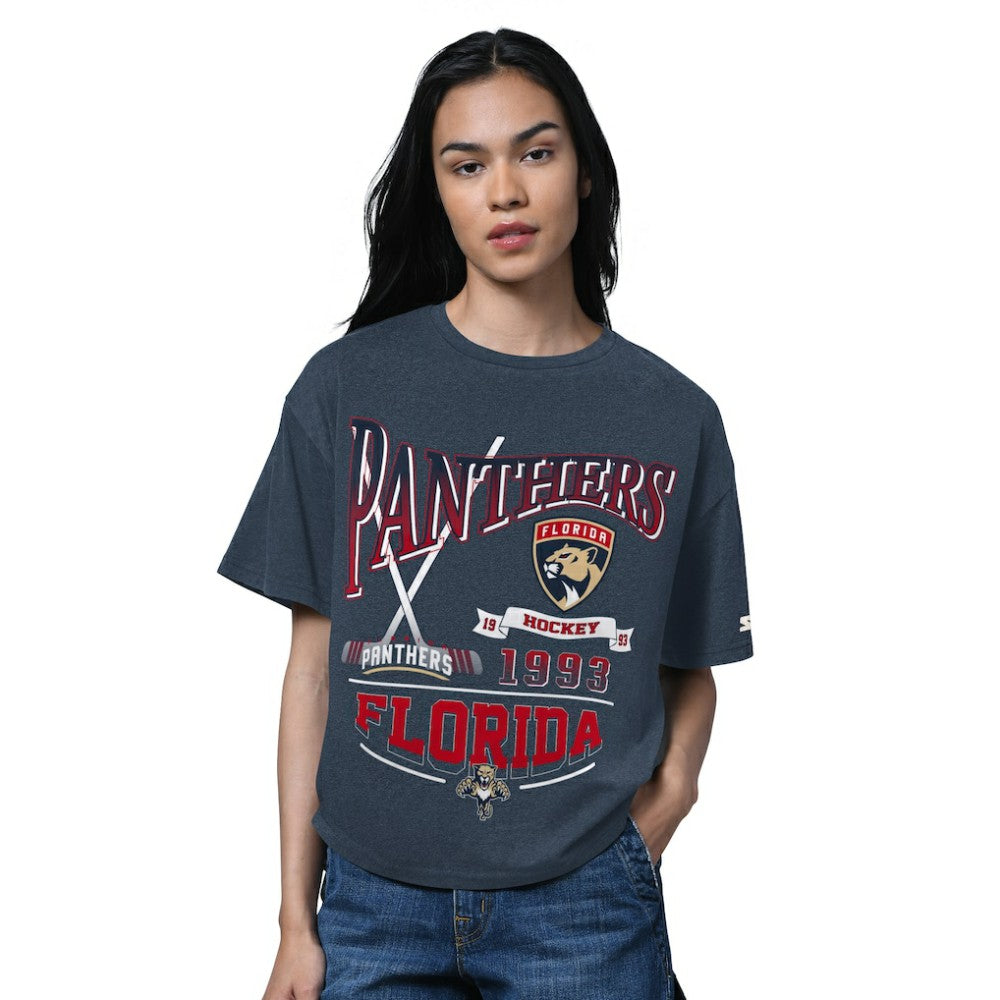 Florida Panthers Starter Women's Oversized Hall of Fame T-Shirt Heather Navy